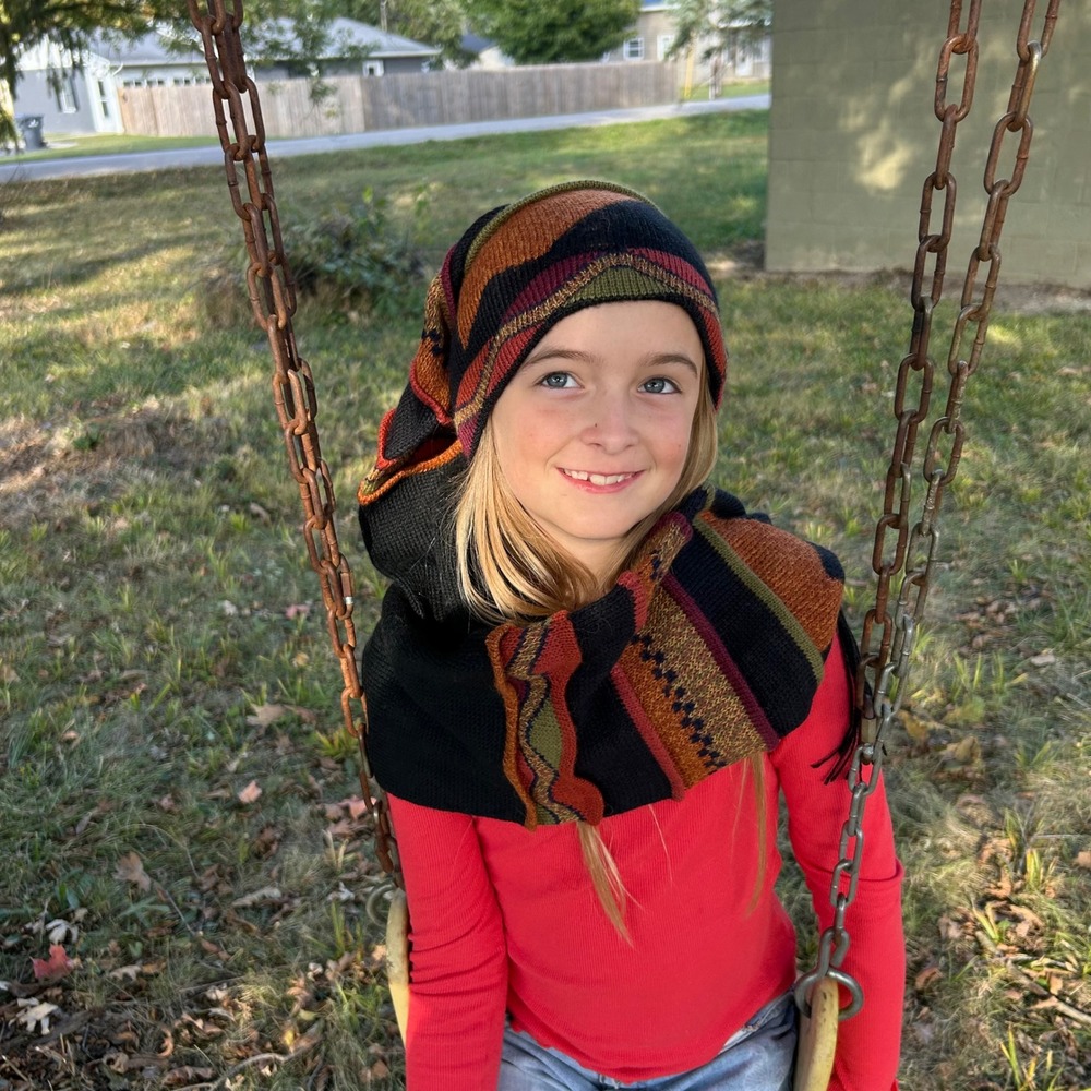 Peruvian Alpaca Wool Beanie Scarf 2 in 1 Knit Black Sky Cabincore Peruvian Soul - Picture 8 of 14